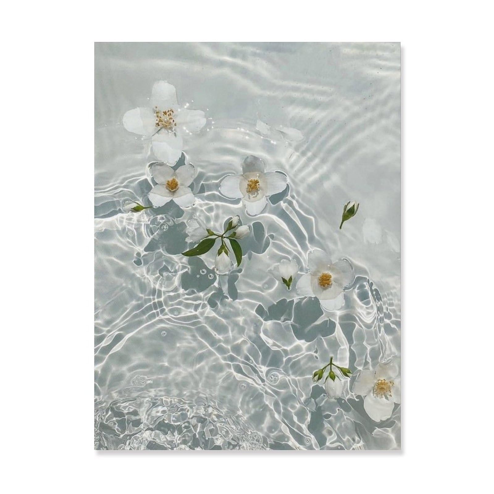 Amazon.co.jp: 絵画 水に浮かぶ白い花インテリア 絵画 自然の静けさ