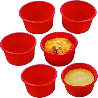 6 Pieces Silicone Baking Moulds 10 cm – Silicone Mould Air Fryer – Round Silicone Baking Mould – Non-Stick Silicone Mould for Baking Chocolate Cakes