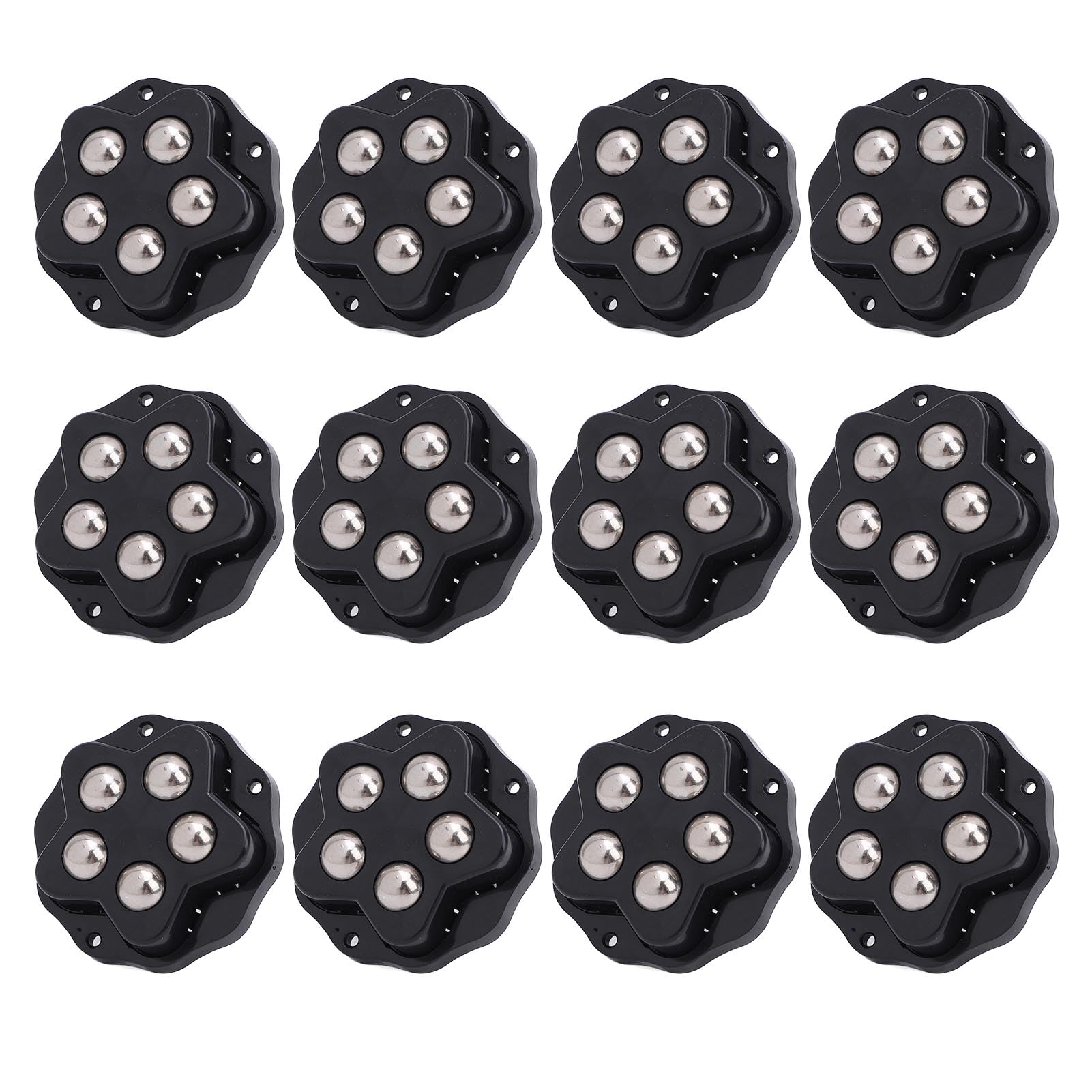 12PCS Self Adhesive Caster Wheels with Brake Pads 360 Degree Rotation Heavy Duty Furniture Casters for Appliances Bookcase Nightstand Planters (Black)