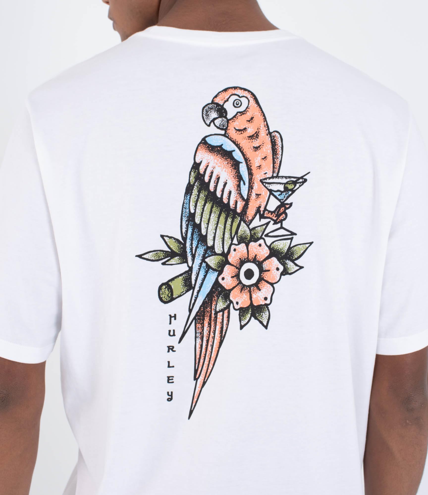 Hurley Mens Parrot Lad T-Shirt, White, S EU
