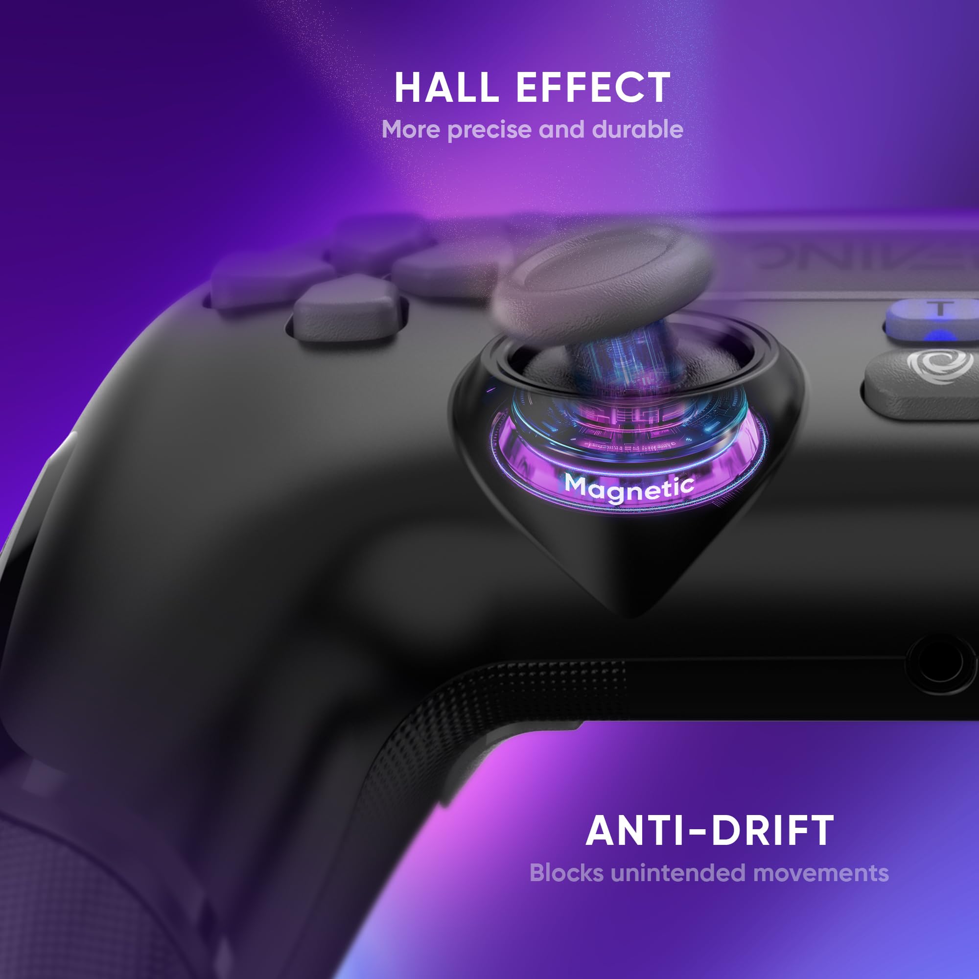 Oniverse Bezprzewodowy kontroler do PS4 PS3 PC Android iOS, gniazdo słuchawkowe, joystick z efektem hali, akumulator 1000 mAh, przyciski makro, funkcja budzenia, 6-osiowy żyroskop, Revolt Black