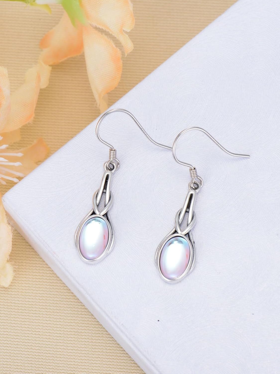 Earship Moonstone Jewelry for Women s925 Sterling Silver Moonstone Leverback Dangle Drop Earrings for Women Jewelry Christmas Birthday Gifts - Image 4