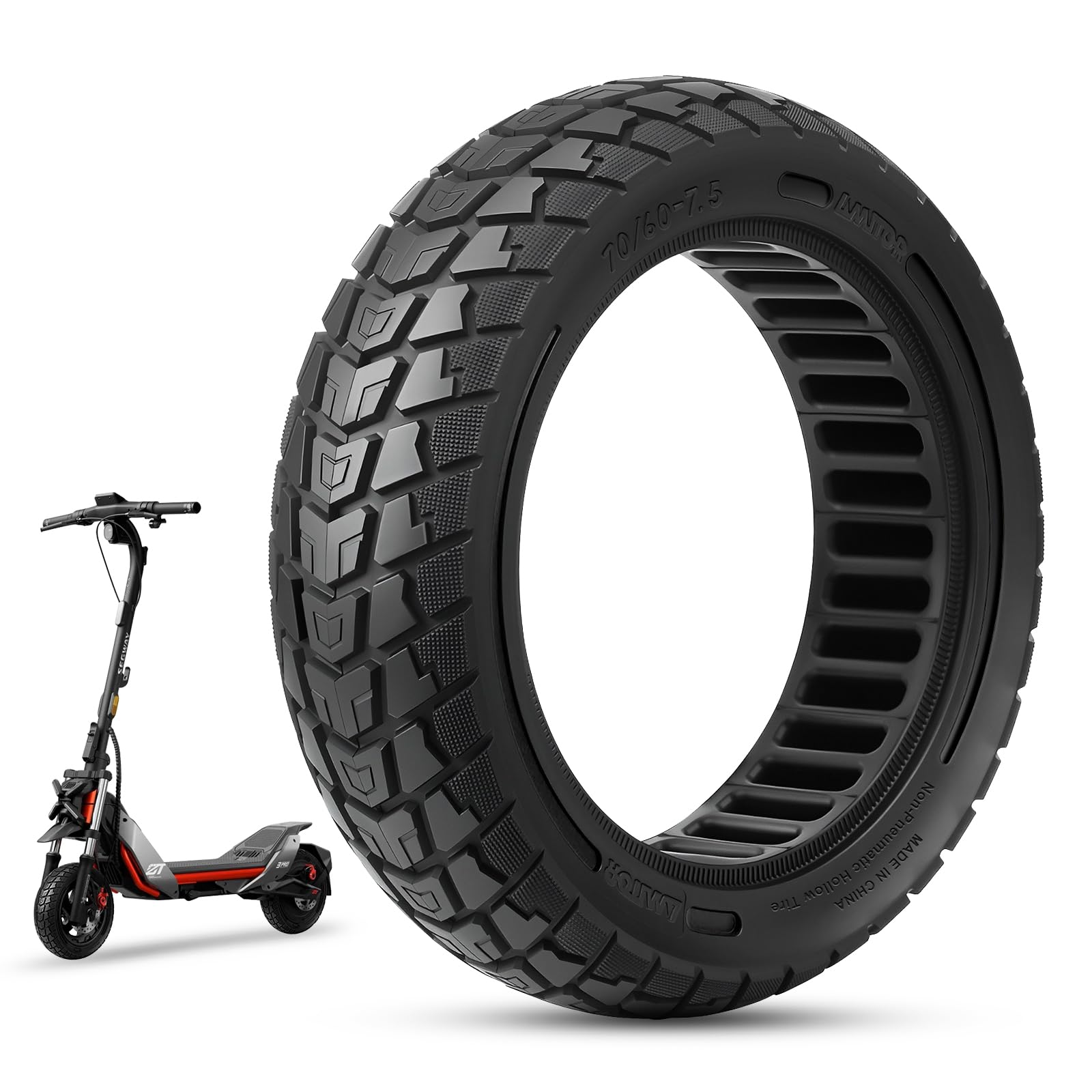 70/60-7.5 Reifen Vollgummi Offroad für Segway ZT3 Pro/Segway-Ninebot MAX G3 Reifen E Scooter Vollgummi 11 Zoll 70/60-7,5, Abriebfeste & Pannensichere, Wartungsfrei & Langlebig, Schwarz, 1PCS