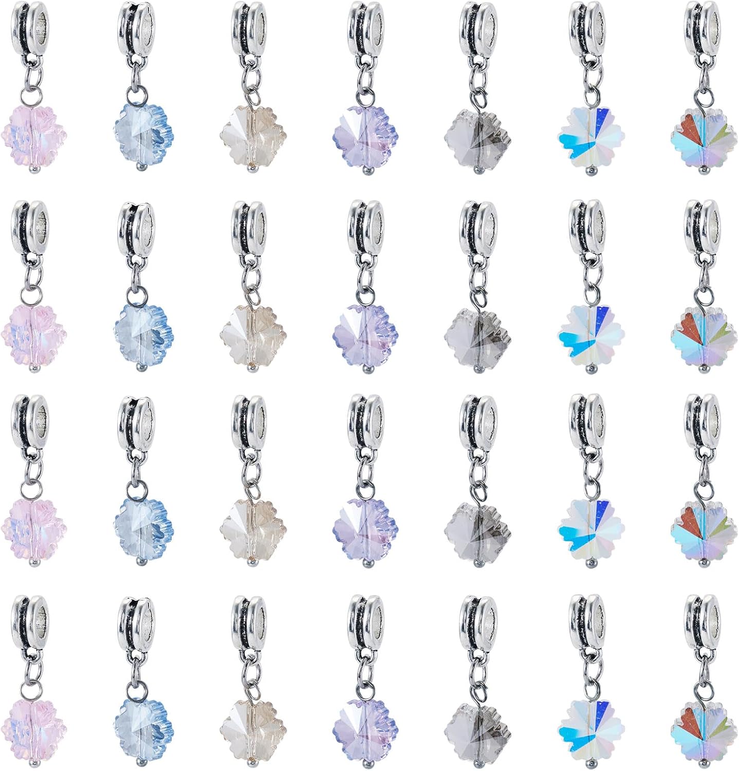 Beadthoven Glass Pumpkin/Cube/Flower Charms Transparent Faceted Glass Crystal Dangle Pendants Bulk Colorful Pumpkin Large Hole Pendants with Alloy Bails for Jewelry Making DIY Crafts - Image 8