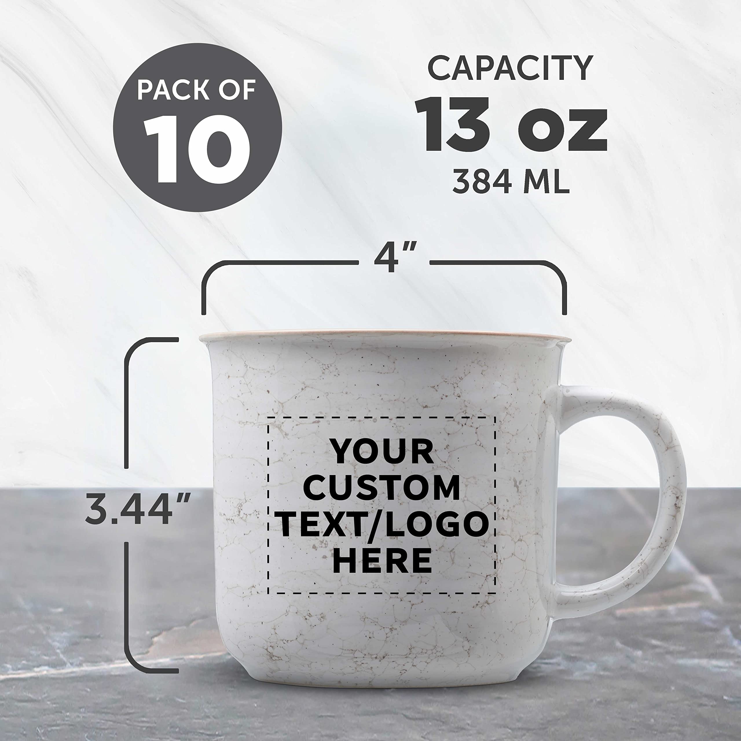 Amazon.com: Custom Marble Campfire Coffee Mugs 13 oz. Set of 10,  Personalized Bulk Pack - Ceramic, Perfect for Coffee, Tea, Espresso, Hot  Cocoa, Other Beverages - White : Home & Kitchen