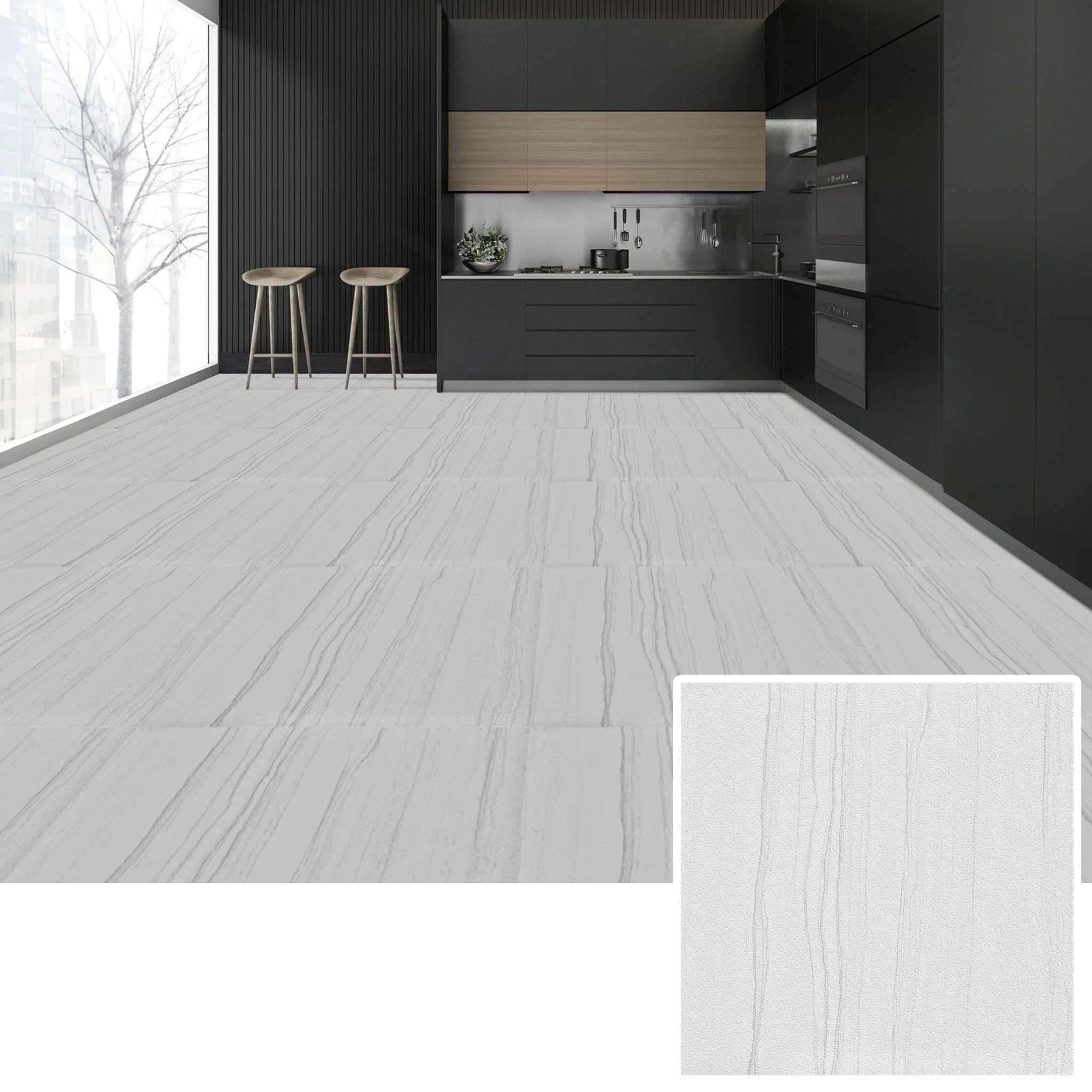 YEATHOR 27pcs Vinyl Flooring Tiles Self Adhesive 30x30cm Peel and Stick Floor Tiles Marble Effect PVC Flooring Planks Floor Stickers for Bathroom Kitchen Living Room Office 2.5㎡, S99