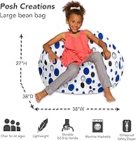 Vista 3 de Posh Creations - Puff para niños, adolescentes y adultos, incluye funda extraíble y lavable a máquina, tamaño grande de 38 pulgadas, lona con diseño
