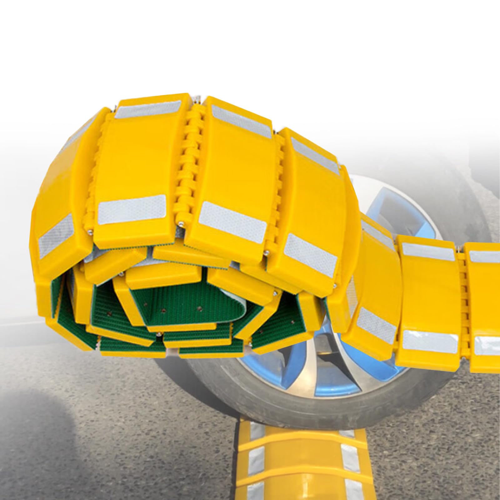 KRYANFEN Plastic Ramps Rubber Speed Bumps Modular Connection with High Visibility Strips 9.8ft Length for Parking Lots Shopping Centers and Temporary Construction 400cm(13.1ft)