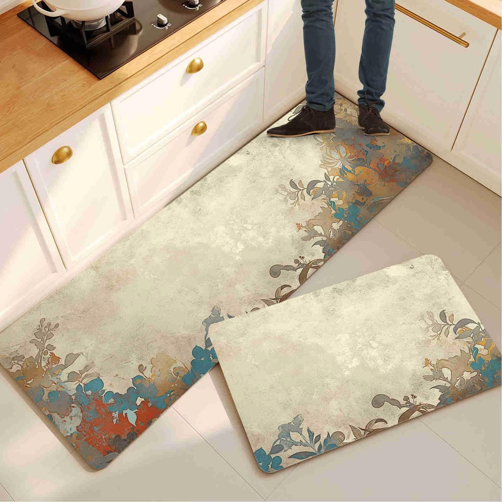 Alfombras de cocina lavables y antideslizantes con diseño rustic para pasillo