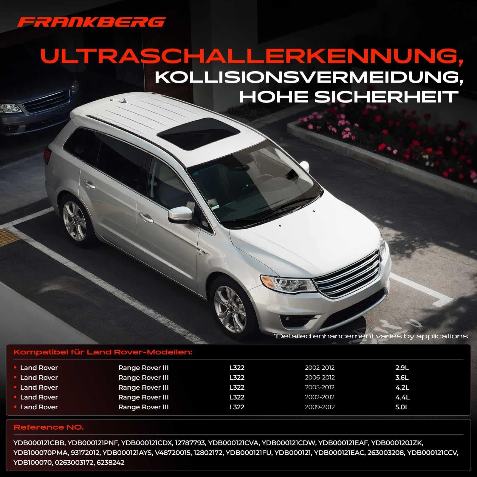 Frankberg 2x Parksensor Vorne Hinten Kompatibel mit R.a.n.g.e R.o.v.e.r III L322 2.9L-5.0L 2002-2012 Replace# YDB000121