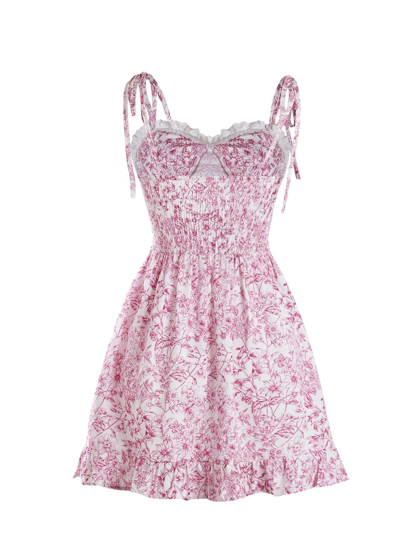 Floerns Women's Gingham Print tie Shoulder Sleeveless Ruffle Hem cami Dress