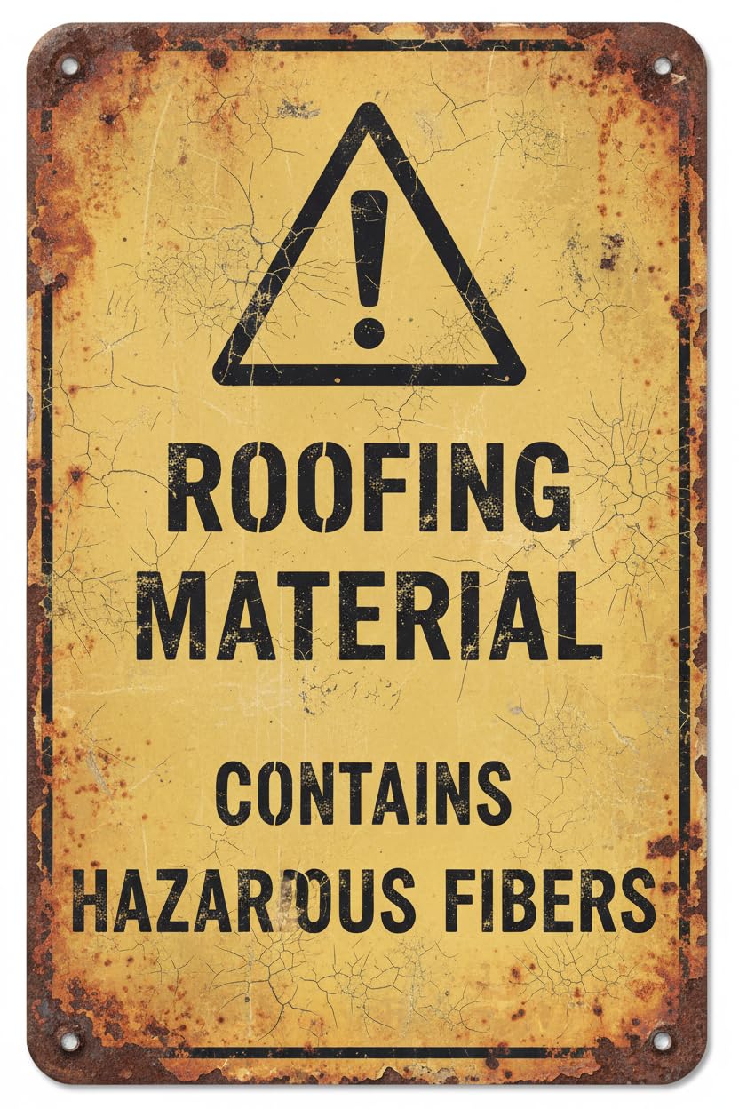 Wall Decor Roofing Material Contains Asbestos - Caution Sign Metal Sign 8 X 12 Inches Clear Signage For S, Fences Vintage Signs Aluminum Plates Printed