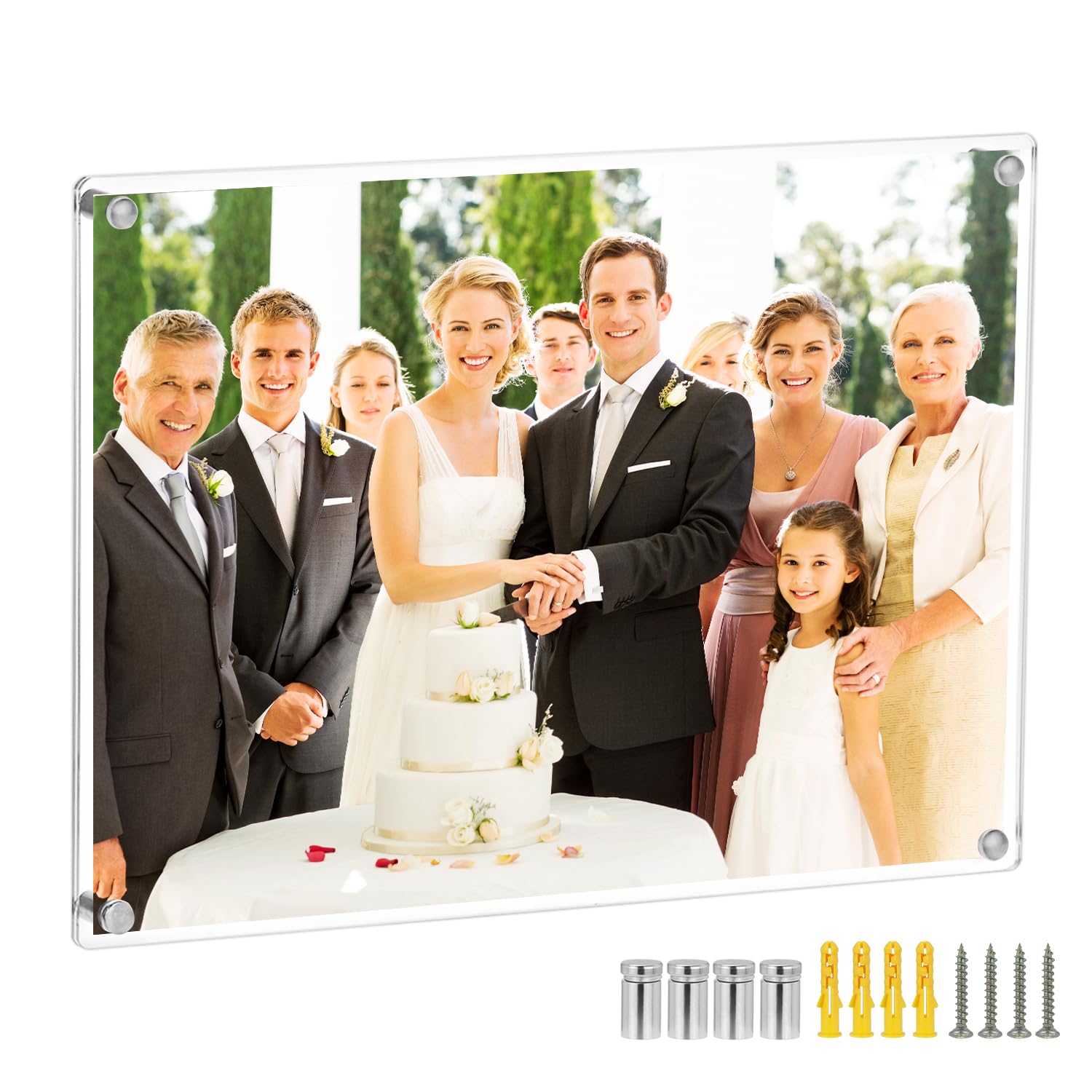 Cadre photo flottant acrylique transparent 28x35,6 pour support mural et certificat
