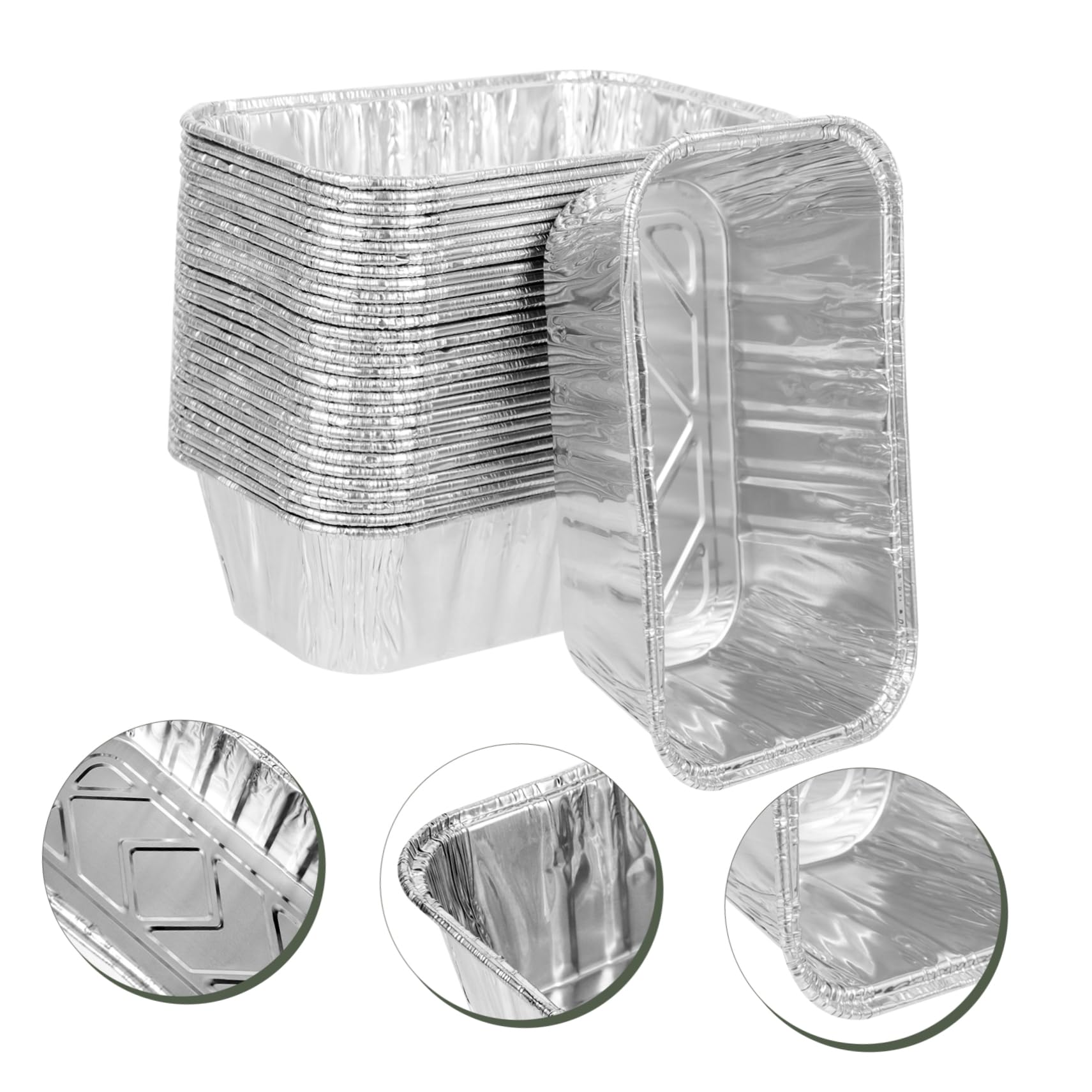 KICHOUSE 30 Stück Alufolienbehälter 430 Ml Hitzebeständig Stapelbar Aluminium Folienboxen zum Backen Grillen und Aufbewahren von Lebensmitteln Haushalts Back und Grillzubehör ohne Deckel