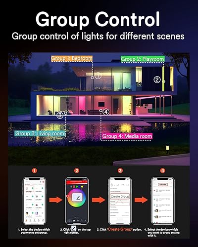 Miniatura 5 de Lumary Iluminación empotrable de 6 pulgadas con certificación ETL, luces empotrables inteligentes WiFi RGBWW que cambian de color con caja de