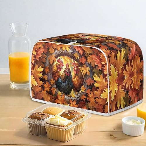 Vista 50 de UNICEU Funda acolchada para tostadora con patrón de café, se adapta a la mayoría de tostadoras estándar de 4 rebanadas patrón de café,Hojas de otoño