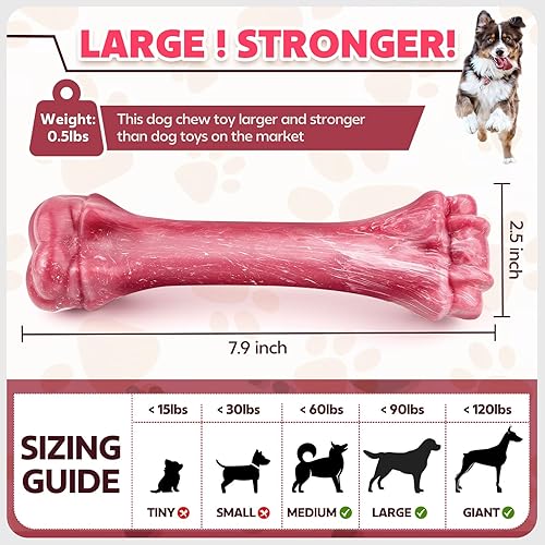 Miniatura 9 de PUPTILY Juguetes grandes para perros para masticadores agresivos, juguete resistente súper masticable para perros resistentes, juguete de huesos de
