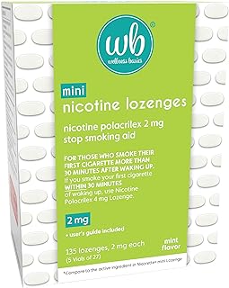 Mini Nicotine Lozenge 2mg | Stop Smoking Aid | Mint Flavor | 135 Count | Pack of 5 Vials | Reduces Cravings & Withdrawal Symptoms