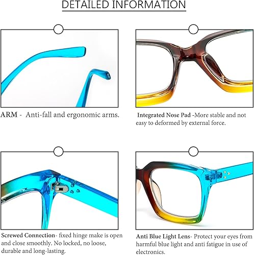 Miniatura 42 de DXYXYO Reading Glasses 0.50 Women Blue Light Blocking Men Square Computer Readers 3 Pack Fashion Oprah