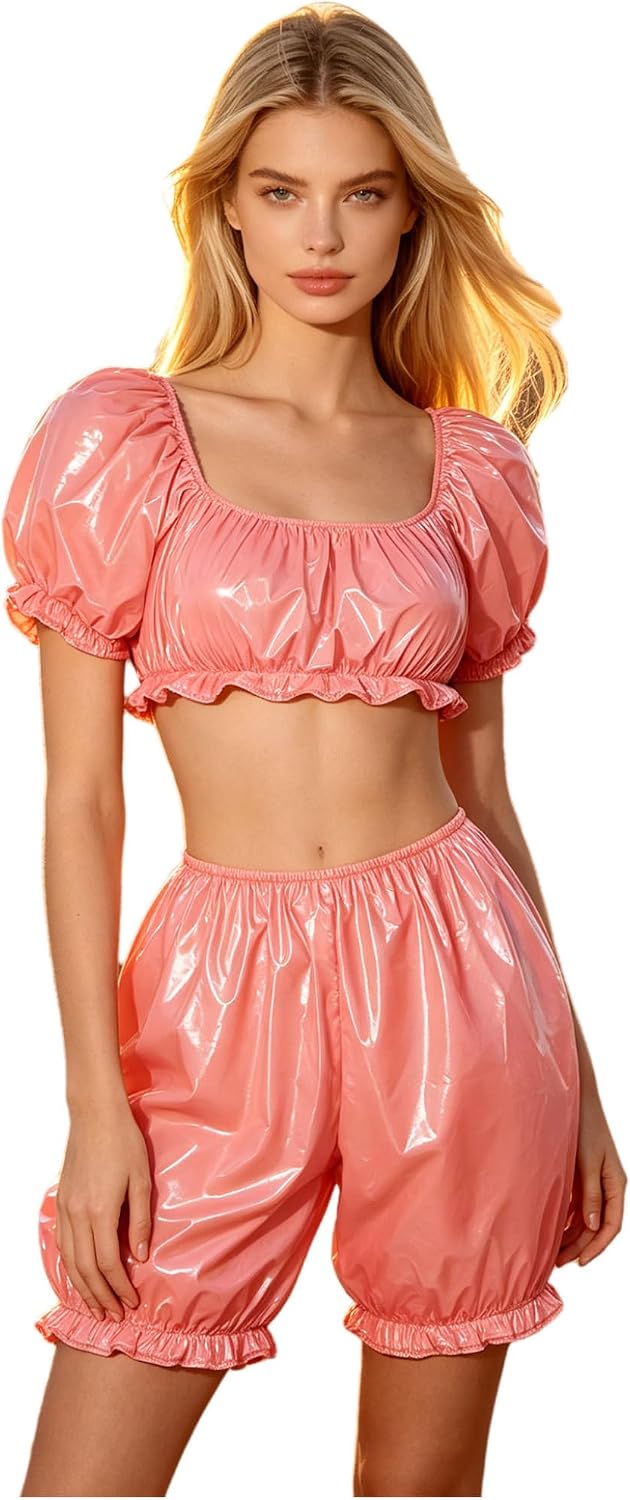 Jelory Plastic Lingerie Set for Women Waterproof Sleepwear
