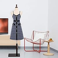 Vista 6 de VINGLI Forma de vestido femenino, cuerpo de torso de maniquí con soporte de madera ajustable para diseño de ropa, maniquí pinable (blanco, 2-4)