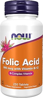 Foods, Folic Acid, 800mcg, 250 Vegan Tablets, Lab-Tested, High Dose, Vitamin B12, Gluten Free, SOYA Free, Vegetarian