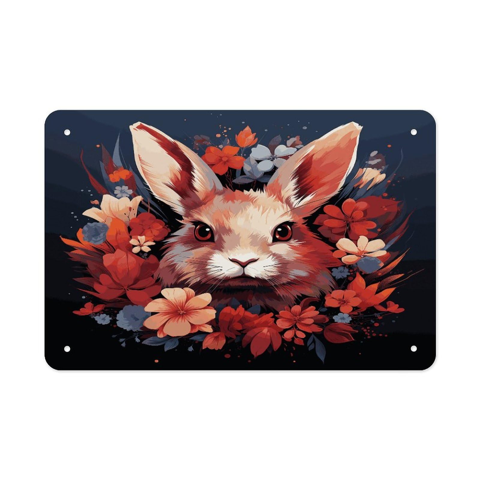 Fodpand Style Easter Bunny Wall Art Metal Signs Tin Sign