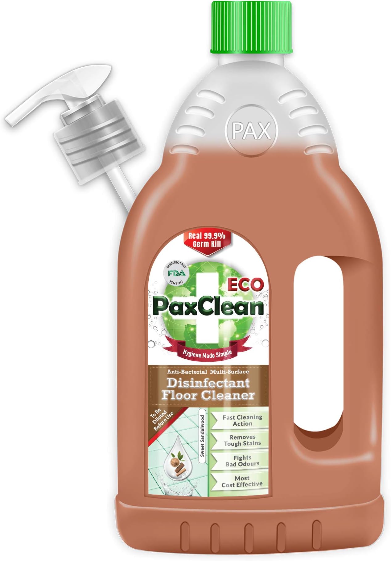PaxClean ECO Multi-Surface Disinfectant Floor Cleaner (Sandalwood, 975 ml)