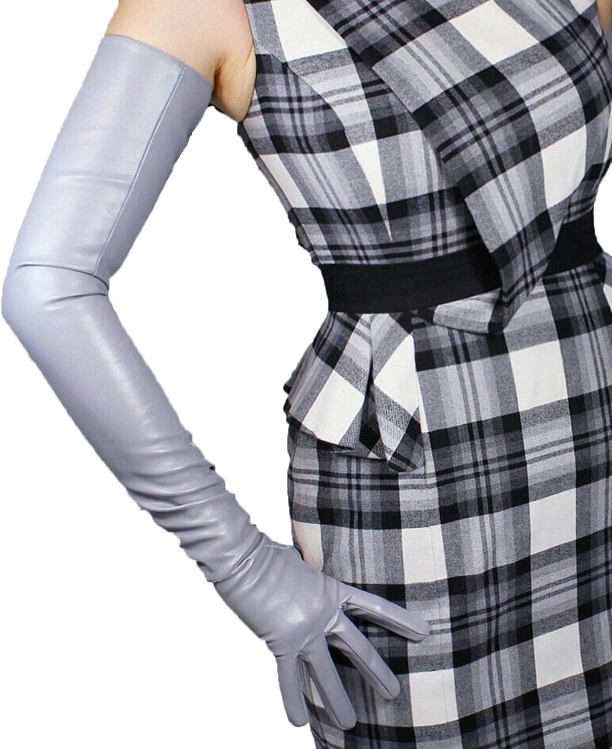 DooWay Women's Long Leather GLOVES 28 Inch Shoulder Length Faux PU for Evening Party Cosplay Costumes Formal Dressing