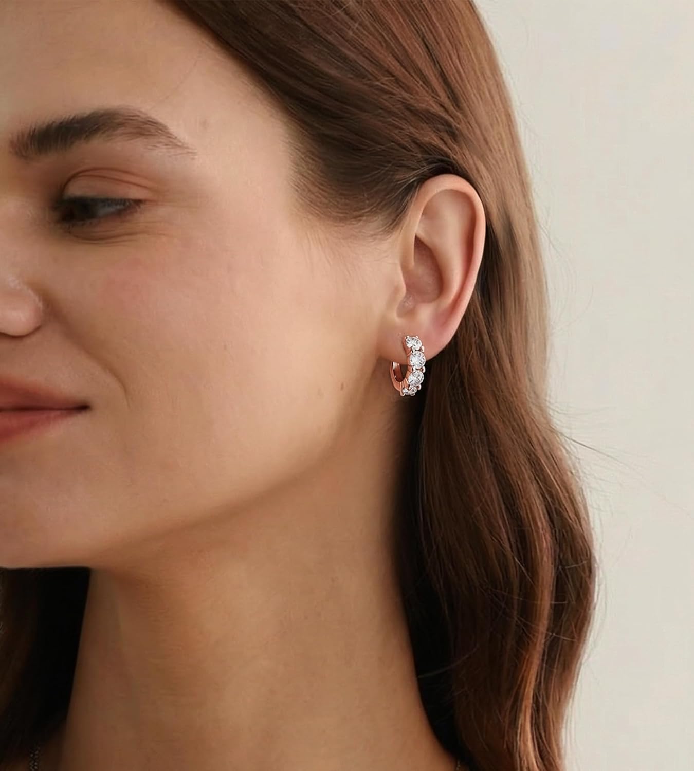 ASHINE 14K Gold Plated 925 Sterling Silver Post Pave Cubic Zirconia Hoop Cuff Huggie Earrings Jewelry for Women Girls