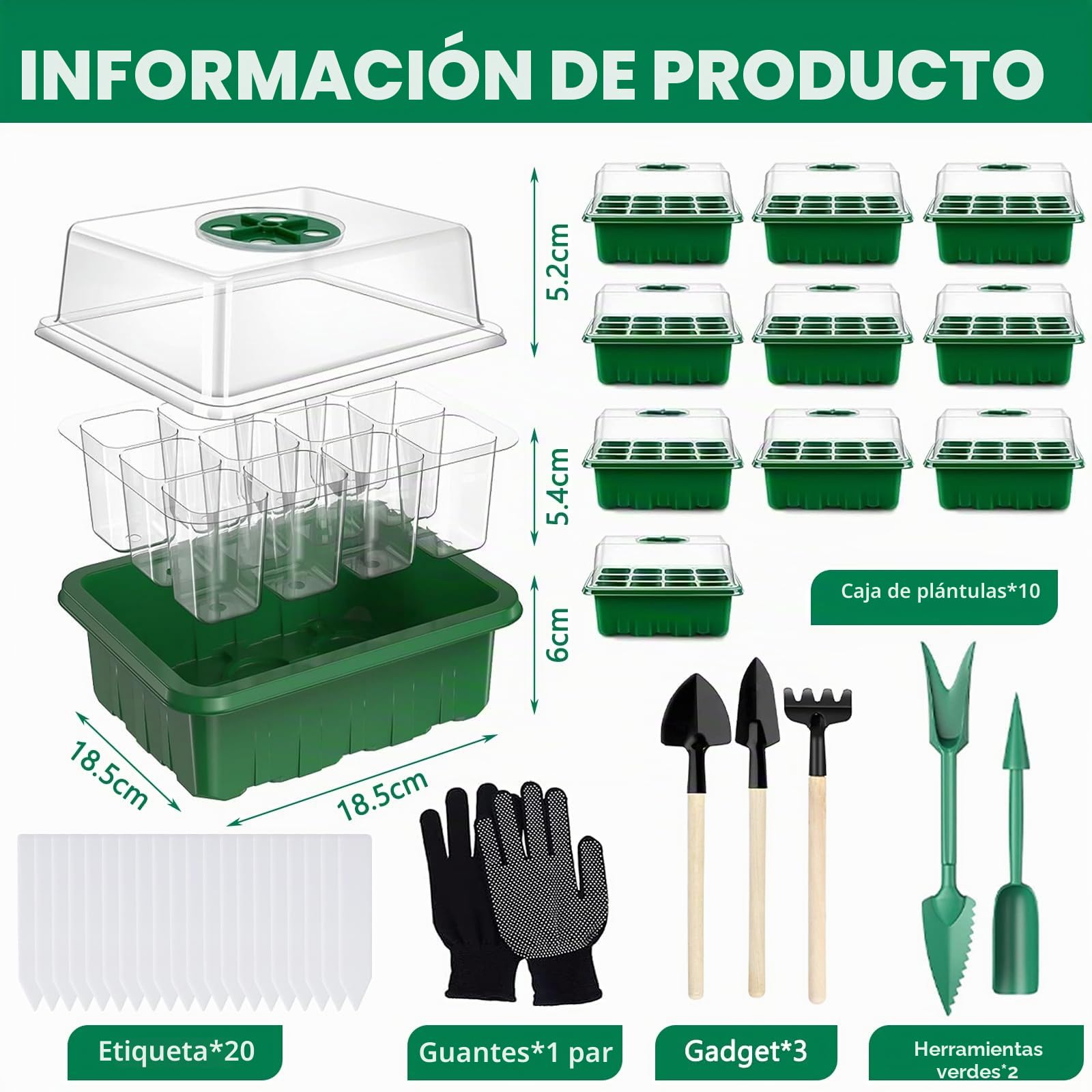 MOYKSRR 10Pcs 120 Agujeros Bandejas Semilleros de Germinacion, Bandejas Semilleros, Mini Invernadero, Plántulas Bandejas de Arranque Invernadero Bandeja de Cultivo con Domo de Humedad Ajustable