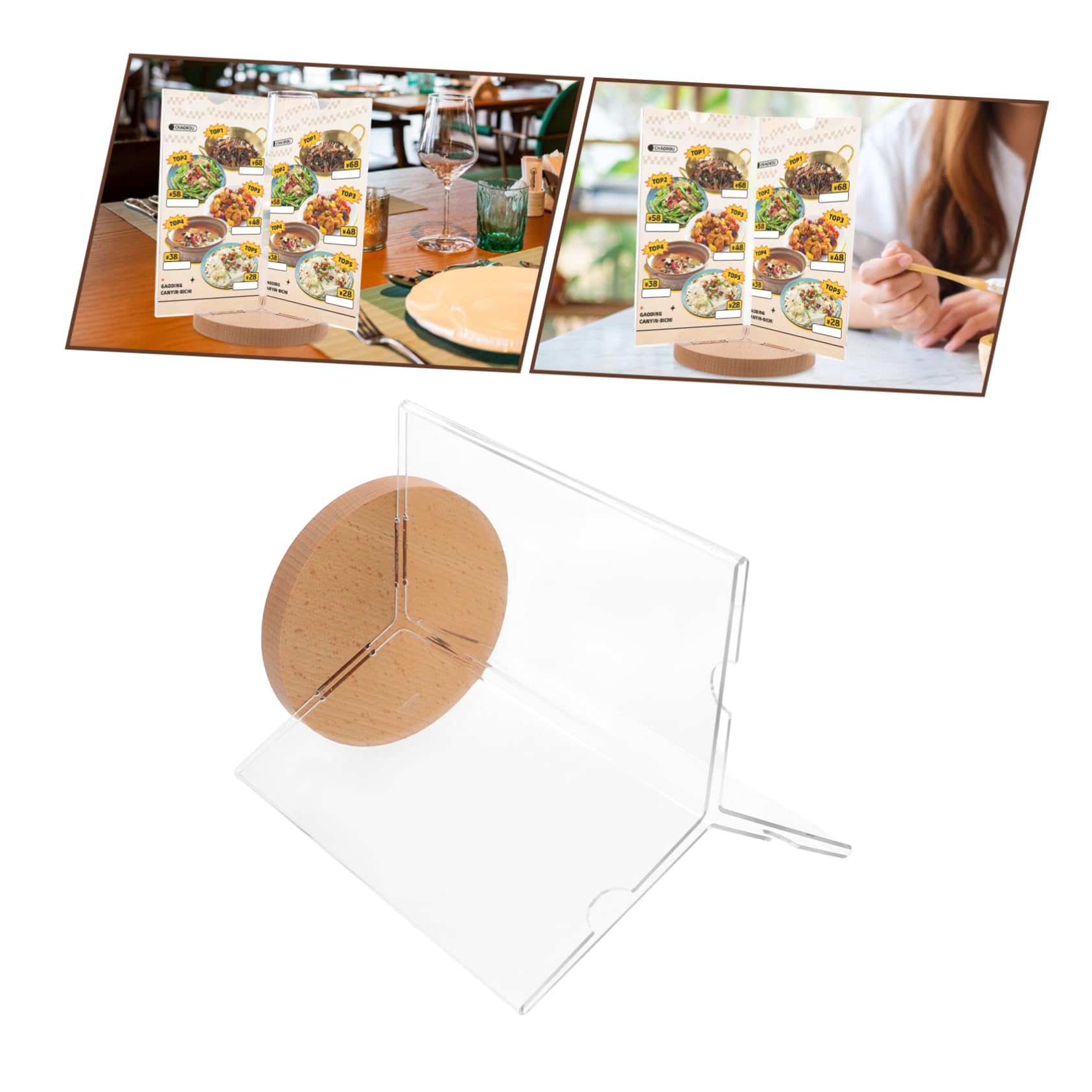 1pieza Soporte De Menú De Escritorio De Acrílico Con Base Porta Menús De Para Exhibición De Restaurantes y