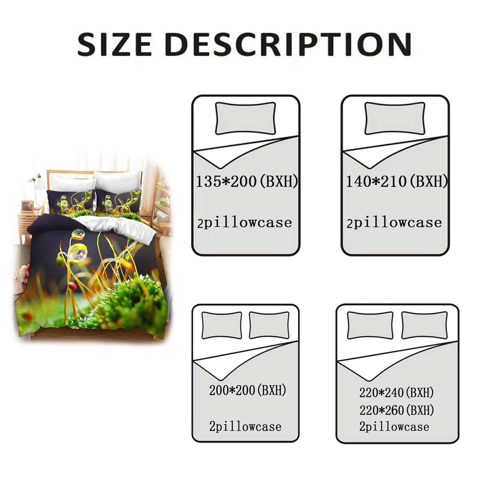 Gocce di pioggia Ropa de Cama, gocce di pioggia Ropa de Cama Infantil Estampada 3D, Microfibra, Con Funda de Almohada, Multicolor (220 x 260 cm, 6)