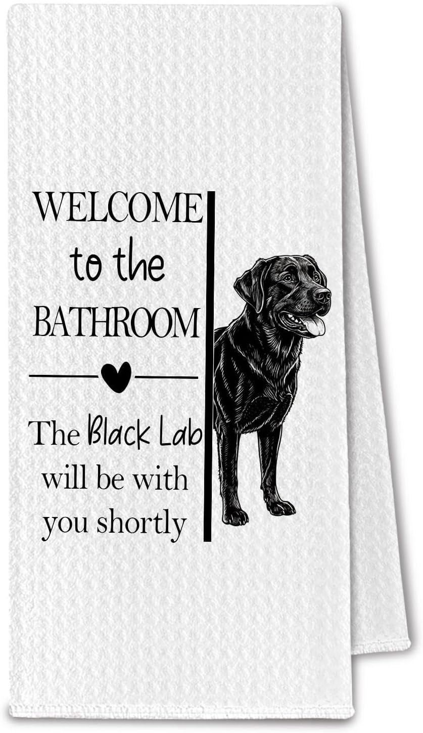 Black Lab Gifts Bathroom Hand Towels, Black Labrador Retriever Dog Owner Lovers Gifts for Women, Funny Dog Decorative Hand Towel for Bathroom Kitchen Decor, 16x24 Inch
