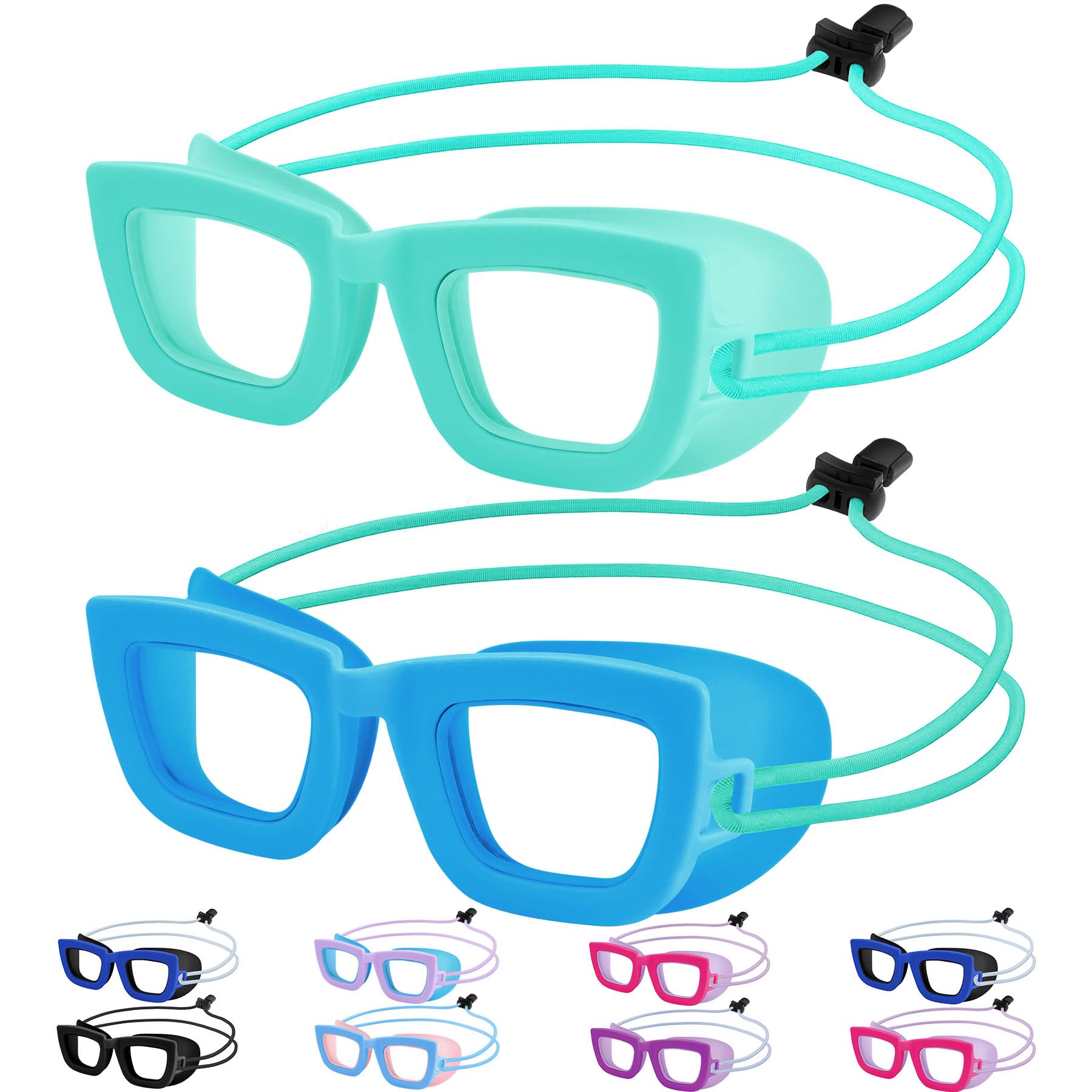 Vvinca Kids Swim Goggles, 2 Pack Toddlers Swimming Goggles Bungee Strap No Hair Pulling Anti-Fog/UV Pool Goggles for Age 3-10