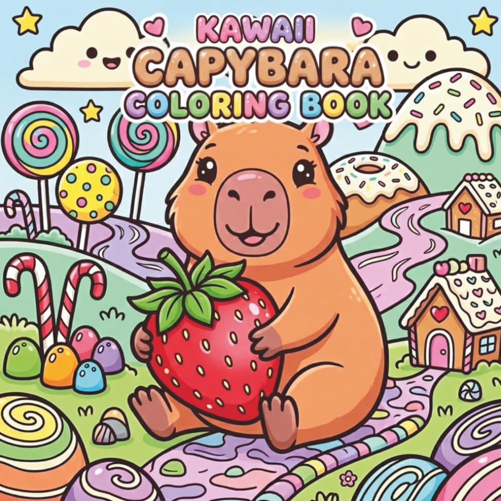 Kawaii Capybara Coloring Book