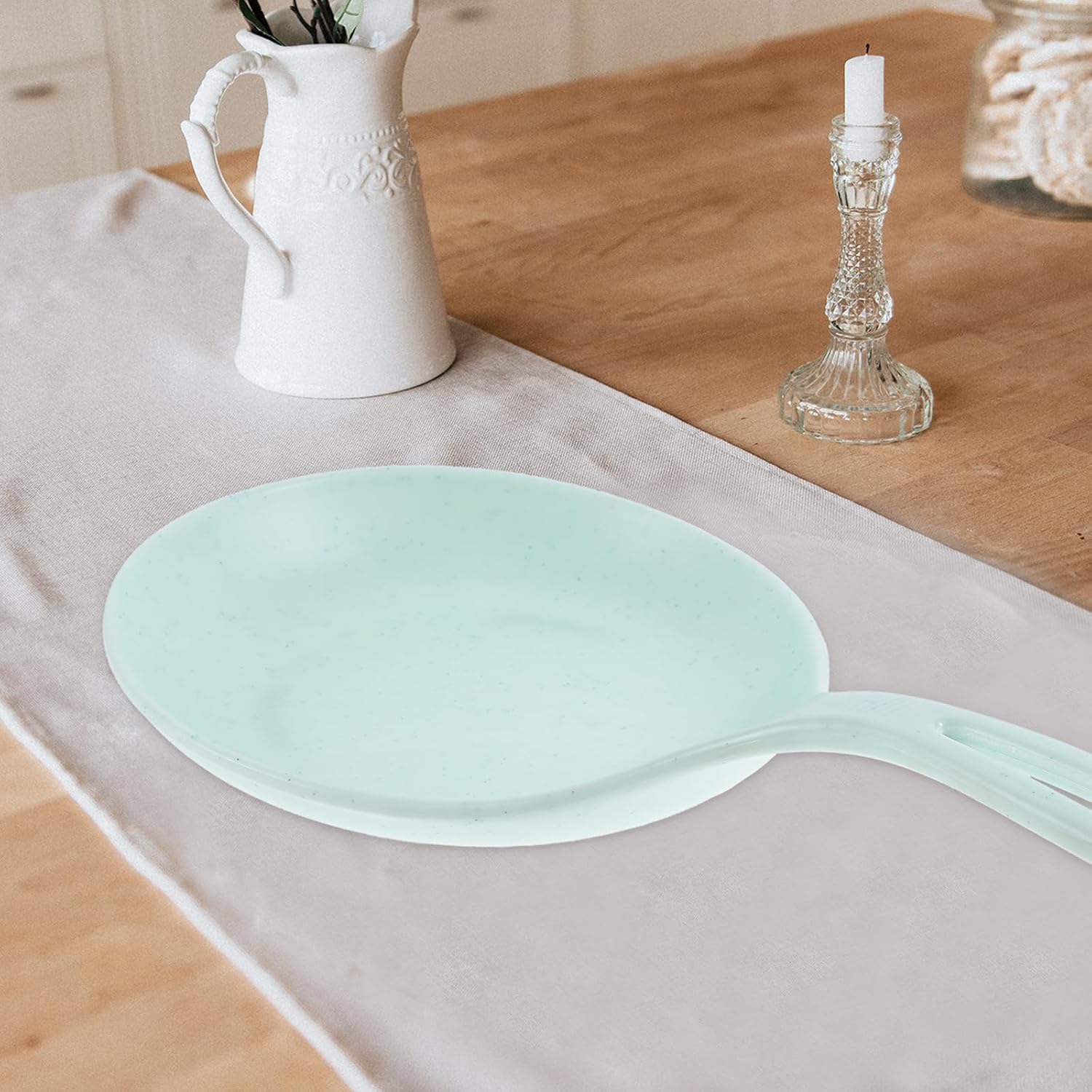 Didiseaon Green Melamine Pizza Tray with Classic Homey Feel, Dishwasher Safe and Food Safe Western Food Serving Plate, for Dinner and Entertaining