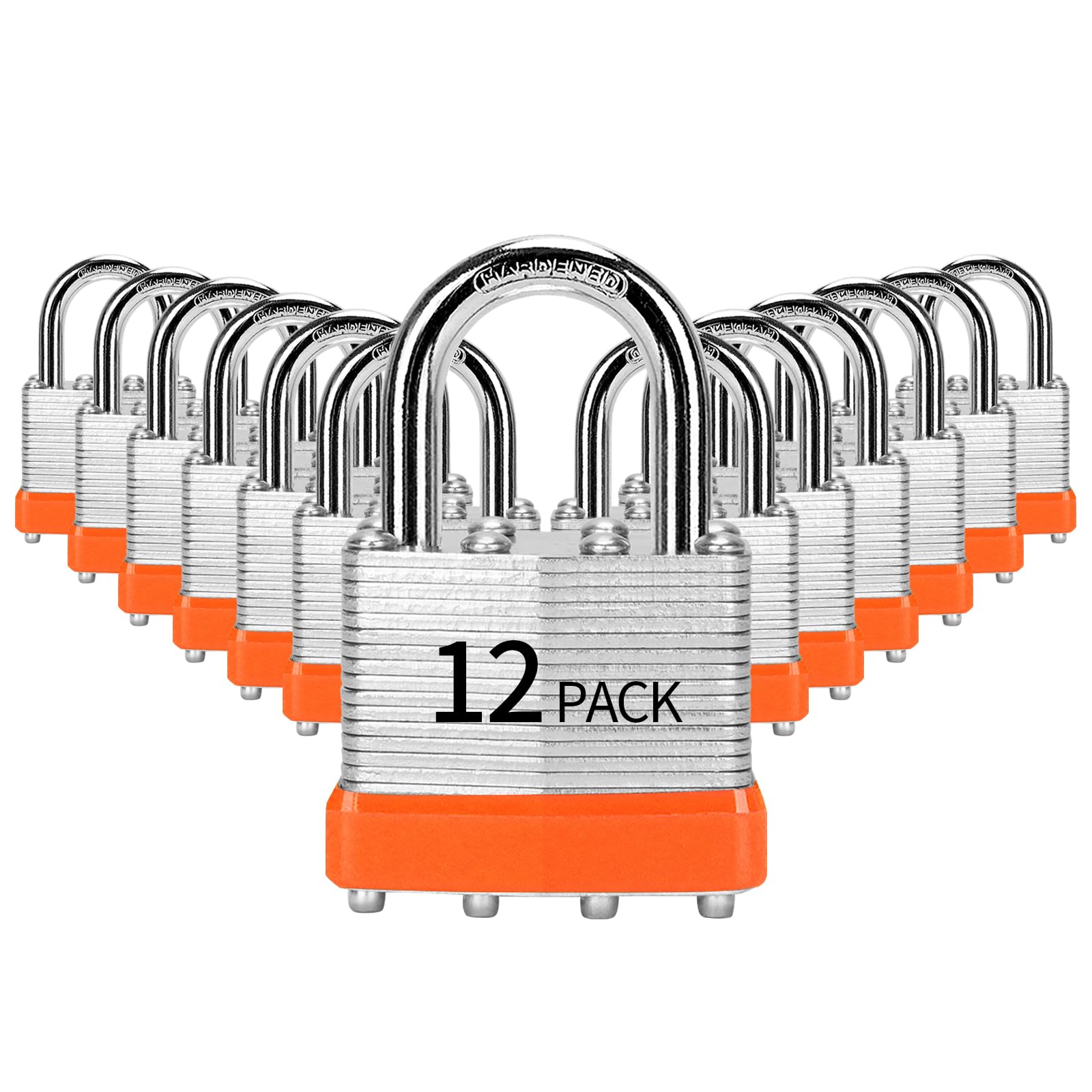 HZSY Padlocks Keyed Alike, Pack of 12, Laminated Steel Keyed Lock (1-9/16