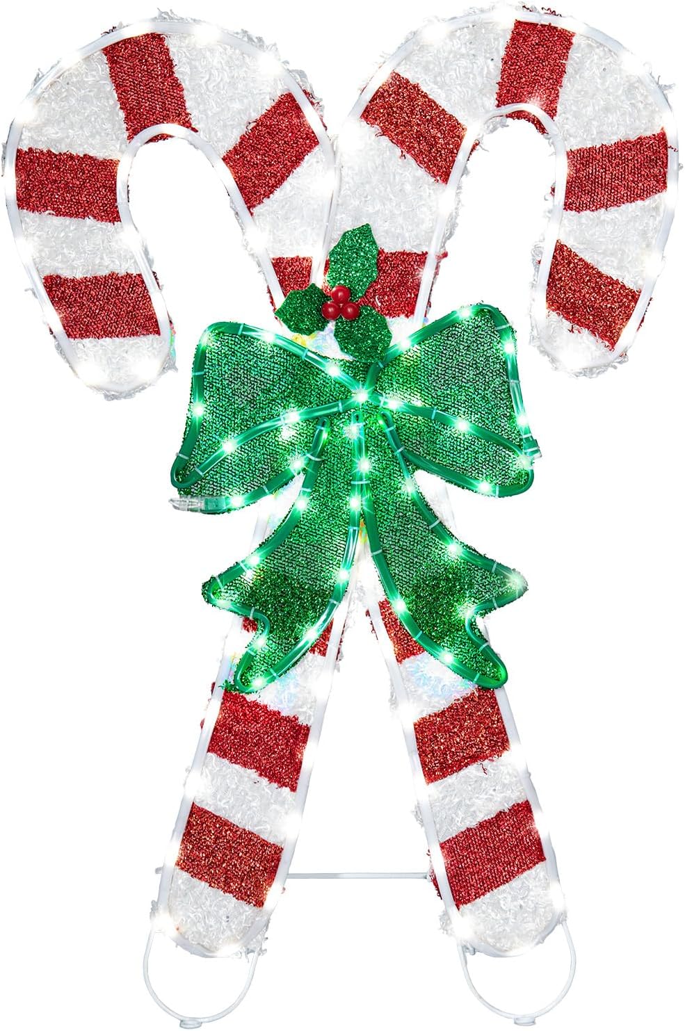 Vigdur Christmas Candy Cane Lights - 33" Lighted Candy Cane Decorations with 120 LED Lights Christmas Yard Decorations for Indoor Outdoor Yard Lawn Party Holiday Décor