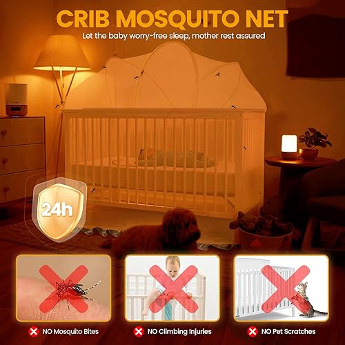 Miniatura 2 de Orzbow Red de seguridad para tienda de cuna, mosquitera cifrada para mantener al bebé dentro, funda para cuna con cremalleras bidireccionales,