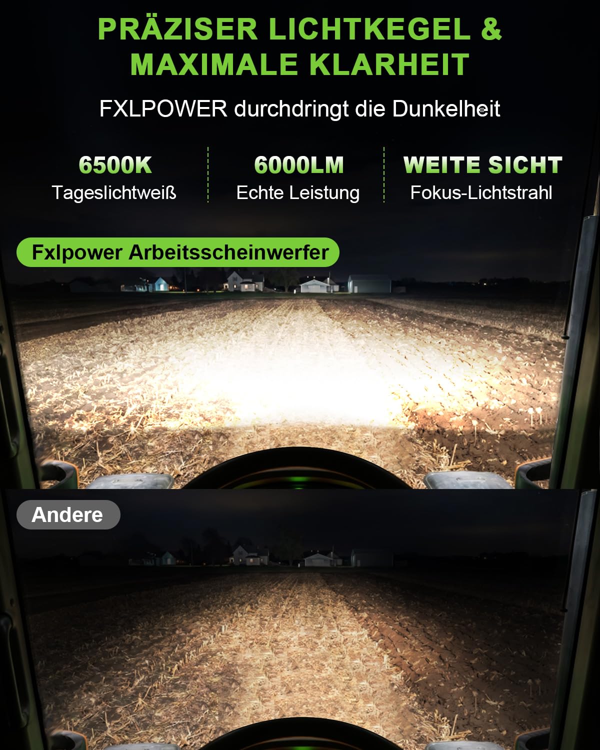 2 Stück 60W LED Arbeitsscheinwerfer 4 Zoll Rund, 12V 24V Flutlicht