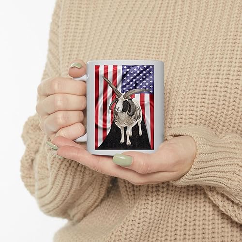 Miniatura 3 de Lovesout Taza de café con diseño temático americano con ovejas Jacob, taza de té de cerámica blanca, 11 onzas, regalo para propietarios de granja