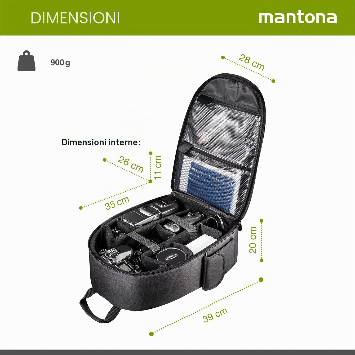 Mantona Azurit - Zaino per fotocamera