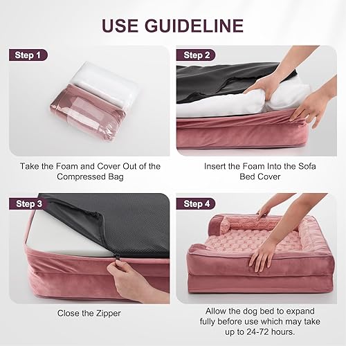 Miniatura 7 de FURTIME Cama ortopédica para perros extra grandes Sofá cama impermeable XL para perro, cama de espuma de apoyo ultra cómoda con funda extraíble