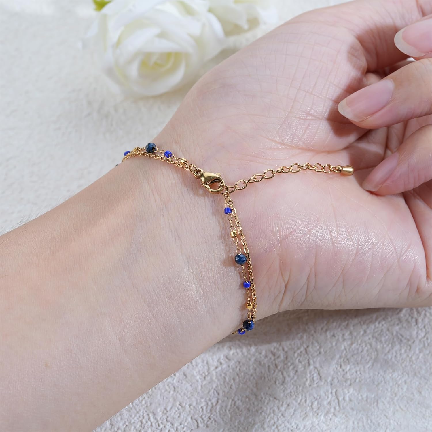 Turquoise Beads Bracelet for Women Dainty Stackable Green Bracelet Turquoise Jewelry Mother's Day Gift for Mother - Image 8