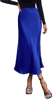 PRETTYGARDEN Women's Satin Skirts Dressy Casual 2025 Fall High Waisted Cocktail Wedding Flowy Elegant A Line Midi Skirt