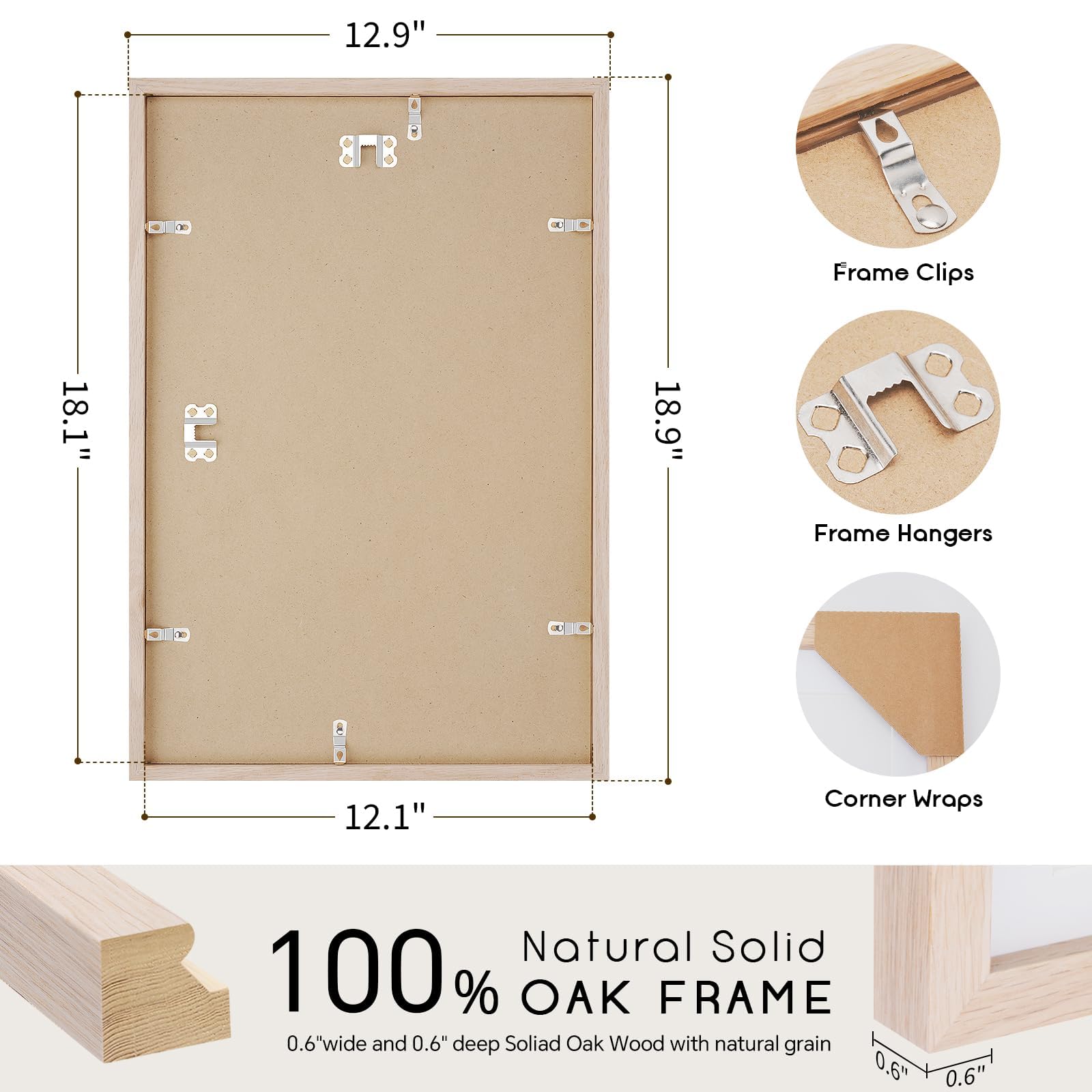 Amazon.com - puthiac 12x18 Solid Oak Wood Picture Frames, Natural