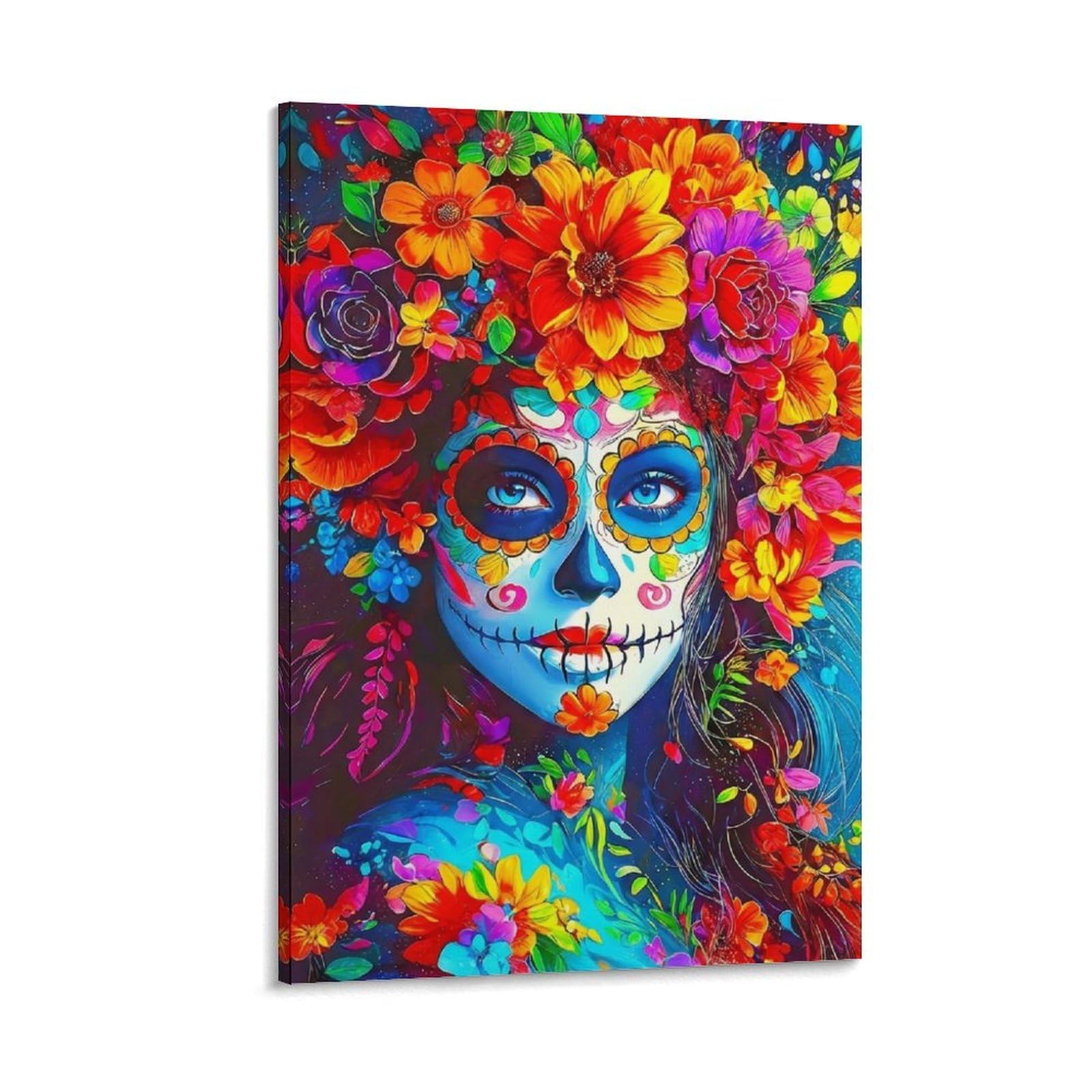 DHBANEIOK Day of Dead Art_1 Poster Artwork Giclee Canvas Prints Modern Canvas Wall Art Picture Wall Hanging for Bathroom Wall Decor 08x12inch(20x30cm)