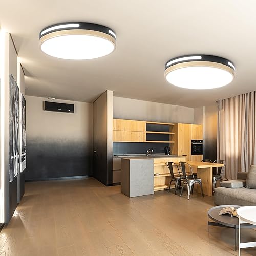 Miniatura 8 de Lámpara LED de montaje en techo dorada, lámpara de techo empotrada de tambor regulable interior, 10 pulgadas, cerca del techo, 3CCT, para cocina,