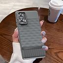 Pikkme Back Cover for Motorola Motorola Moto Edge 50 Fusion 5G / Motorola Moto G96 5G Soft Grip 3D Hexa Cube Texture Silicone Bumper Case (Grey) gallery image